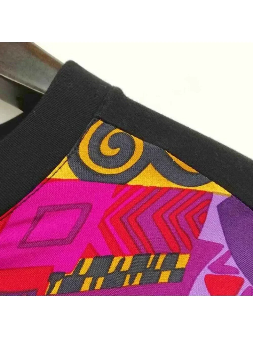 Celine Vintage All Over Pattern Silk Scarf Contrast Top Long Sleeve XL Purple - Picture 3 of 9